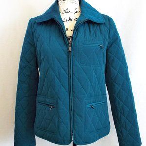Talbots Green Lightweight Diamond Quilted Zip-up Jacket Coat Size Medium Emerald